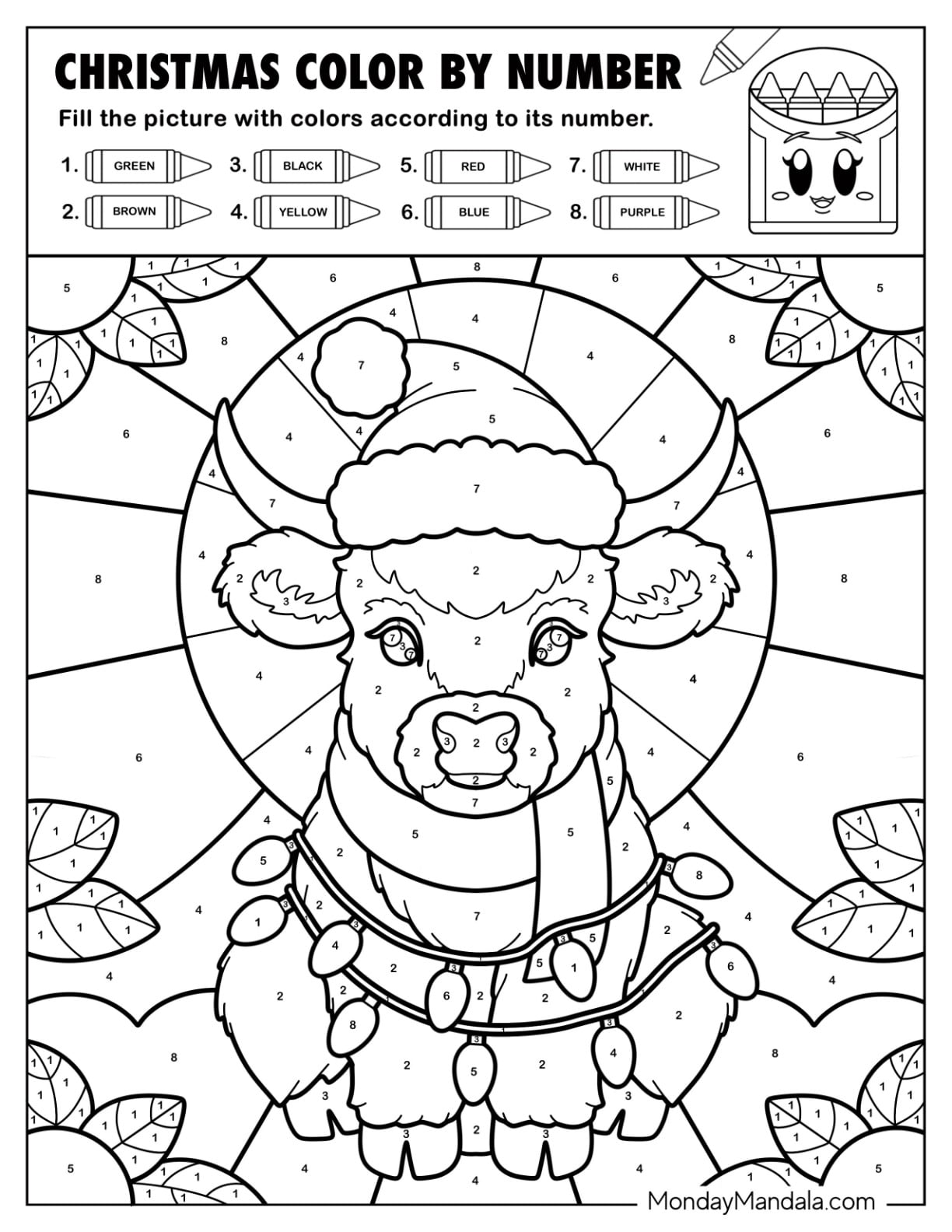 christmas colornumber printables (22 free pdfs)